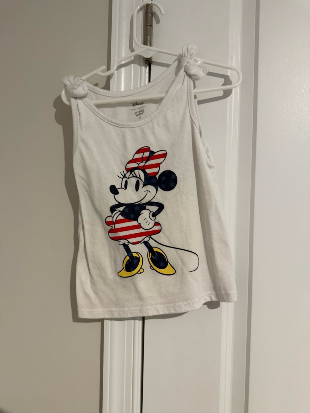 Disney White Tank Top with Minnie Mouse Patriotic Graphic 5T